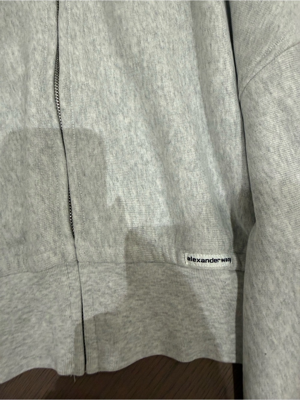 Alexander Wang Light Heather Gray Cropped Zip Hoodie - Picture 2 of 7